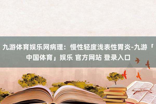 九游体育娱乐网病理：慢性轻度浅表性胃炎-九游「中国体育」娱乐 官方网站 登录入口