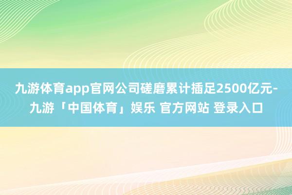 九游体育app官网公司磋磨累计插足2500亿元-九游「中国体育」娱乐 官方网站 登录入口